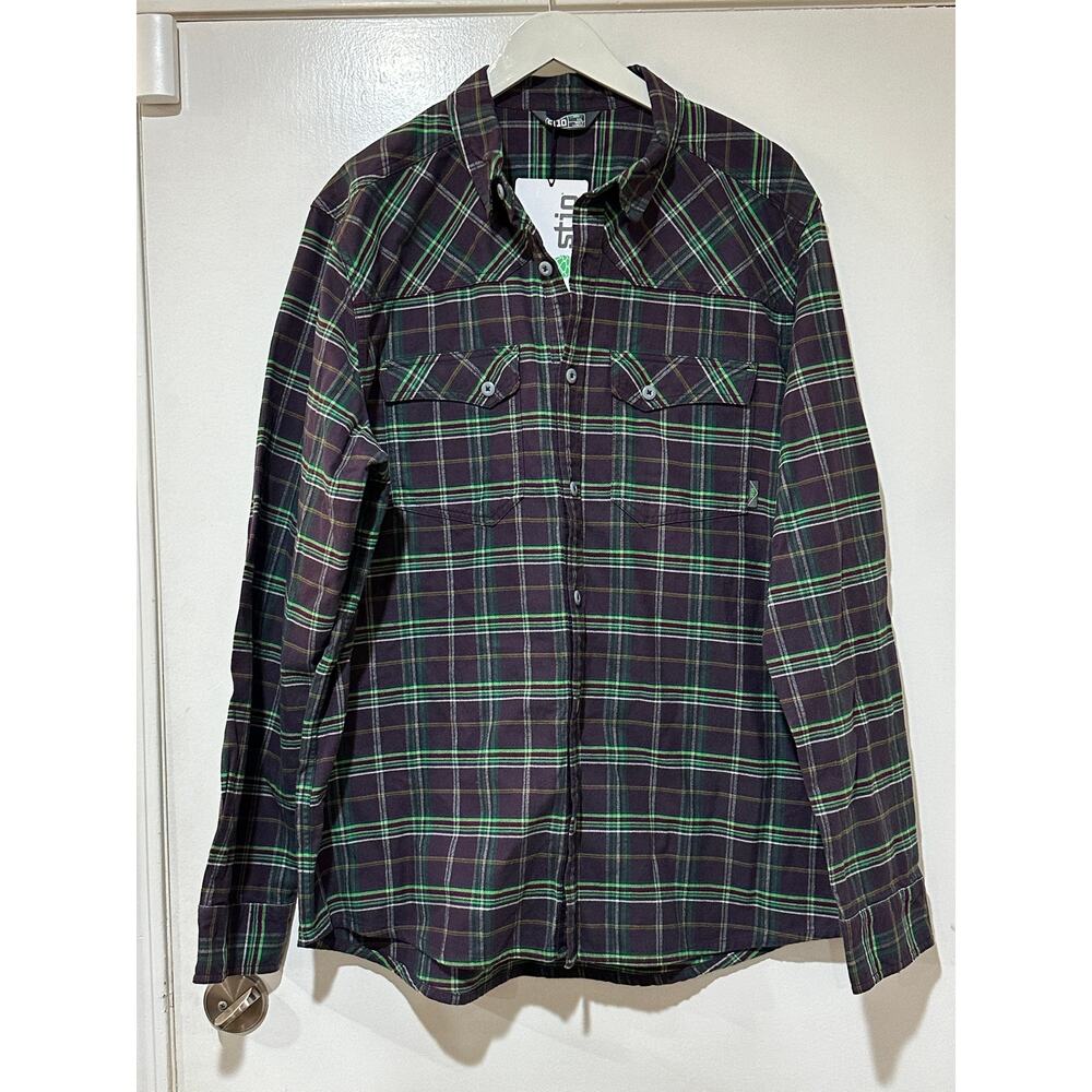 Stio Men's Junction Midweight Flannel Shirt Deep Purple Plaid Size XXL NWT Warm